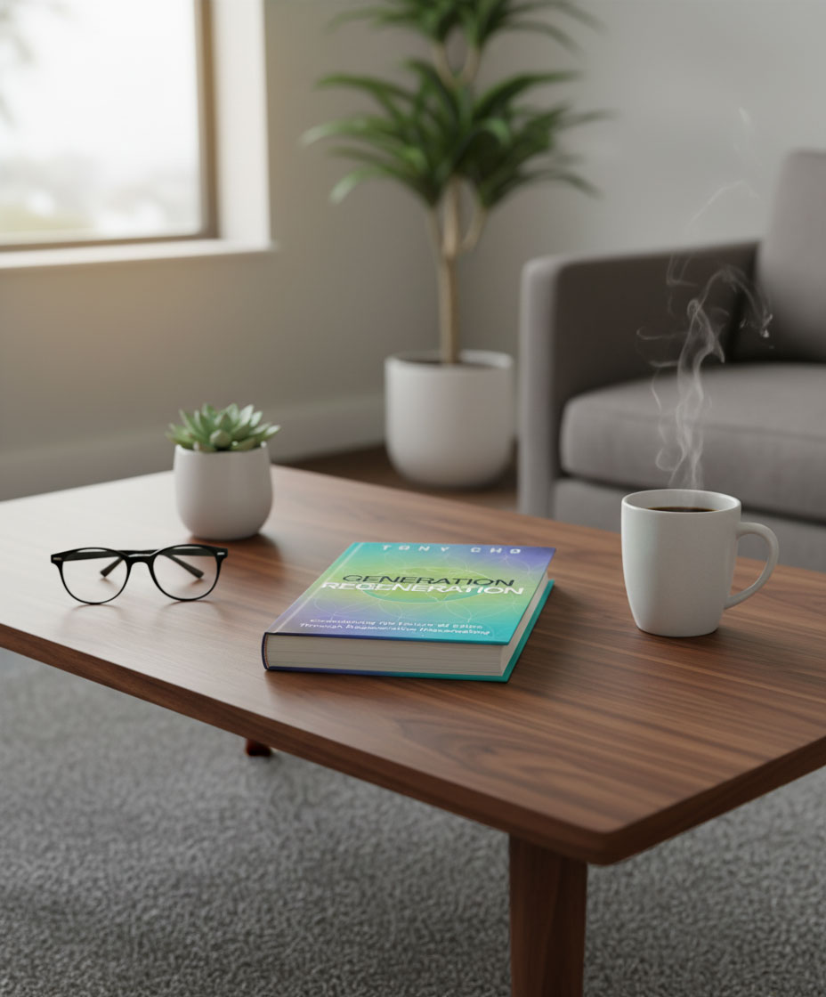 Generation Regeneration book on a coffee table
